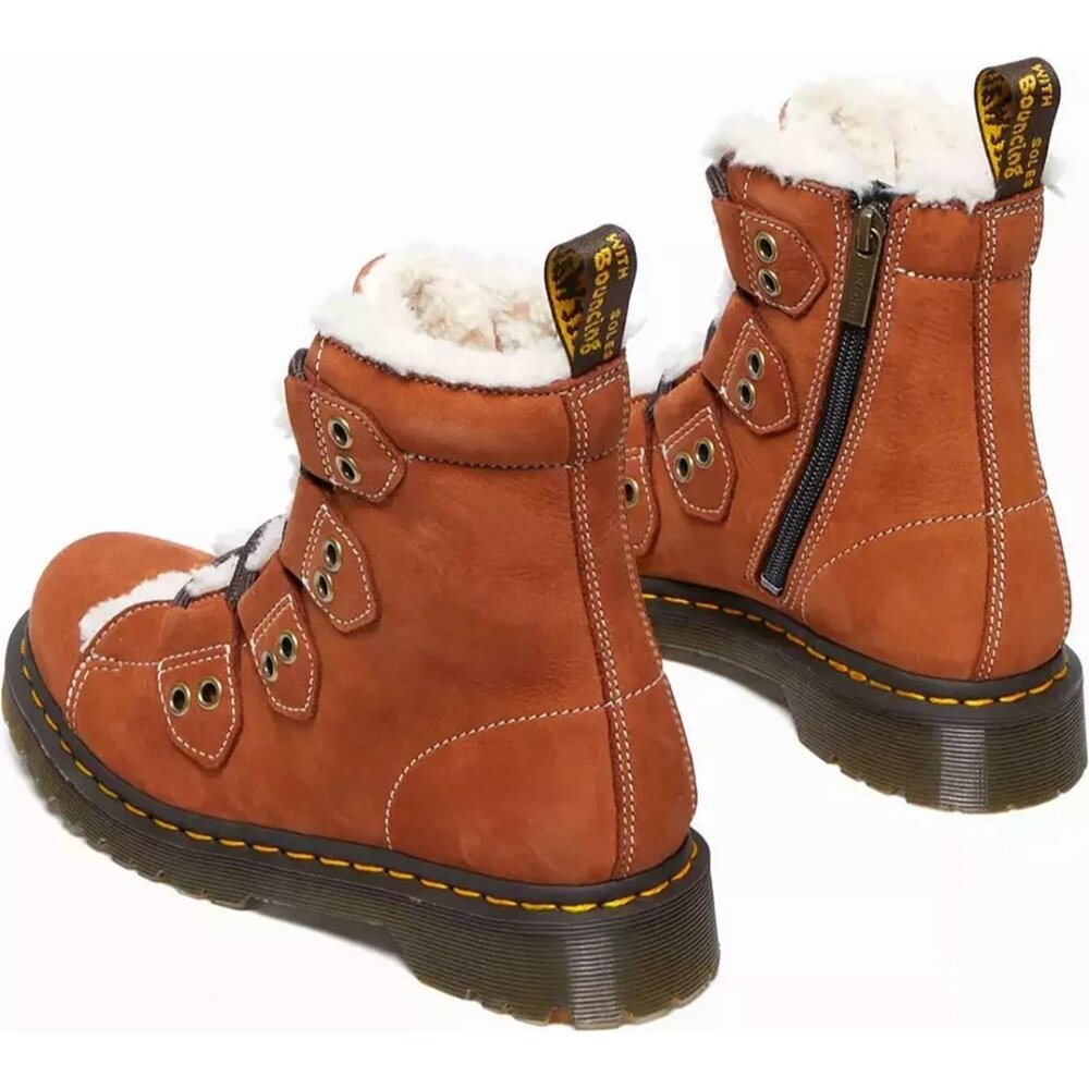 Dr. Martens 1460 Lace to Toe Fur Lined Buttersoft Nubuck Boots Brown Women's 8 - Picture 2 of 11